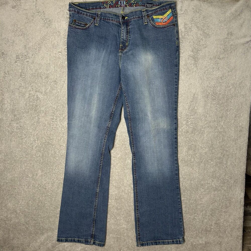 Coogi Women's Blue Jeans Size 19-20 Embroidered Pockets Straight Leg Denim Pants